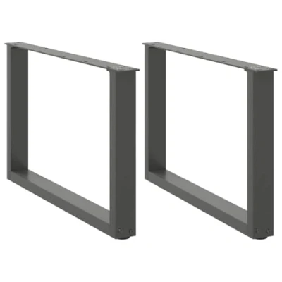 Image of vidaXL Coffee Table Legs U Shaped Anthracite Steel 60x(42 43) cm Pair with Adjustable Feet for Living/Dining Room Furniture