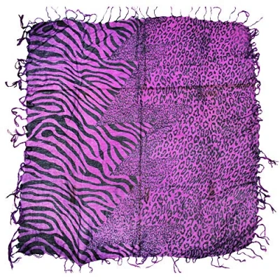 Image of Zac&#039;s Alter Ego Lightweight Leopard &amp; Zebra Animal Print Square Scarf/Shawl with Tassels
