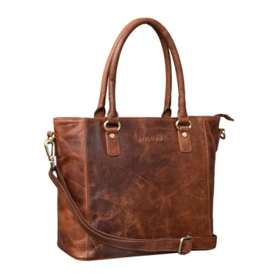 Image of STILORD &#039;Abigail&#039; Handbag Office Ladies Leather Shopper Vintage Shoulder Bag Business for 13.3 Inch Laptops Tote Genuine Leather, Colour:Kara Cognac