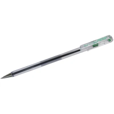 Image of Pentel Super BK77 D Ballpoint Pen/fine Tip Crystal Plastic Barrel with Lid Green Ink Pack of 12