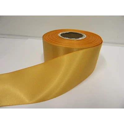 Image of 2 metres of 50mm Satin Ribbon Sunflower Golden Yellow Double Sided 50 mm 5cm 2&quot; Inch