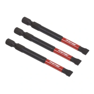 Image of Sealey Premier Slotted 6.5mm Impact Power Tool Bits 75mm 3pc