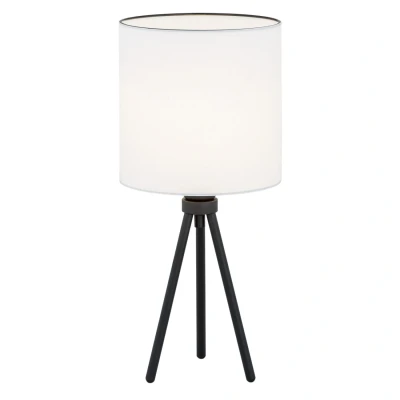 Image of Hilary Tripod Table Lamp With Round Shade White, Black Structure