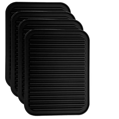 Image of Silicone Pot Holder, Trivet Mat, Waterproof, Heat Insulation, Non Slip, Tableware Pad Coasters 9&quot; x 12&quot; Set of 4 (4*black)