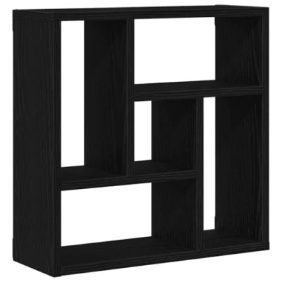 Image of vidaXL wall mounted black oak shelf 45x16x45 cm engineered wood floating display &amp; storage for living room/study