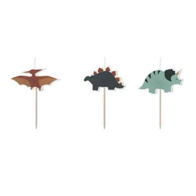 Image of Dinosaur Themed Birthday Candles, Set of 3, 3 cm