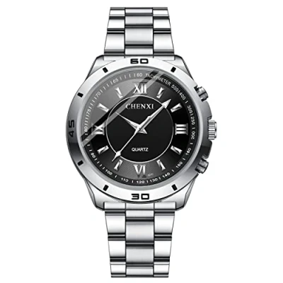 Image of JewelryWe Women&#039;s / Men&#039;s Quartz Wrist Watch, Stainless Steel Strap, Retro Vintage Black Blue White, Good Gift for Women and Men Boyfriends, Valentine&#039;s Day, Man,