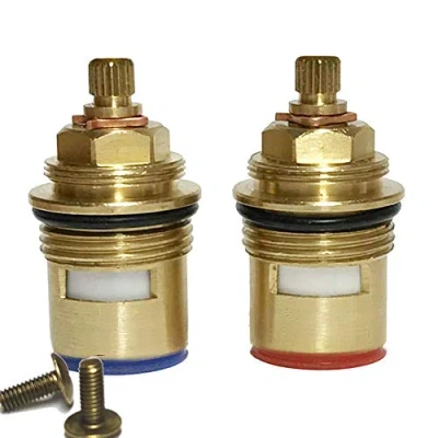 Image of BSP 3/4&quot; Pair of Bath Tap Cartridges Quarter Turn x 50mm 20 teeth (Supplied with Solid Brass screws) (Pair (One each))