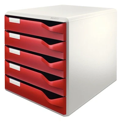 Image of Leitz 52800028 Set of 5 Draws Light Grey/Bordeaux Red