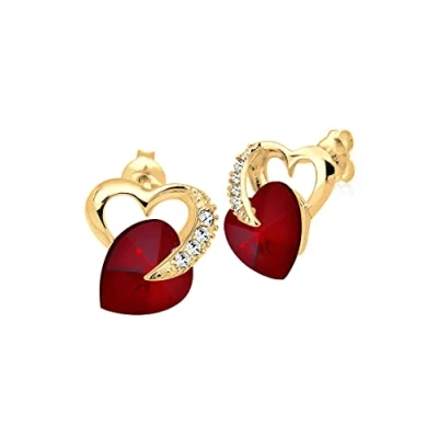 Image of Elli Earrings White Heart Crystals 925 Sterling Silver