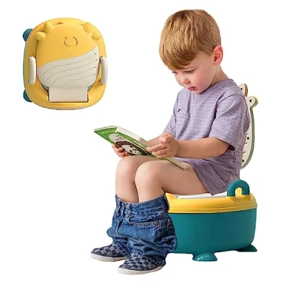 Image of Coo11 Toddler Cow Design Potty Training Toilet Seat, Baby Portable Washrrom Chair, Travel Convenient, Improve Your Child&#039;s Development, Easy to Use, Suitable 18+ Months Kids (Yellow)