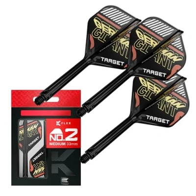 Image of TARGET Darts Gabriel Clemens K Flex Flights and Shaft System, No.2 (Medium, 33mm) Pack of 3 Kflex All In One Flights, Player Edition Accessories Dart Stem
