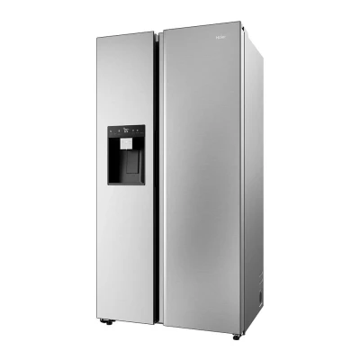 Image of HAIER HSW59F18DIMM American Style Smart Fridge Freezer Platinum Inox, Silver/Grey