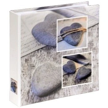 Image of Hama Photo Memo Album for up to 200 photos, Grey Heart Stone, 22 x cm