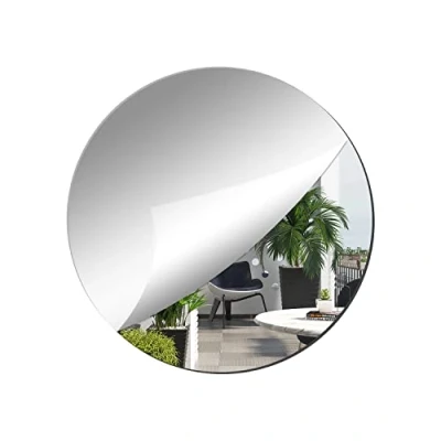 Image of TAIANJI Round Self Adhesive Acrylic Mirror, Large Non Glass Tiles Plate Mirror 30cm for Walls Bathroom Stick on Decorative
