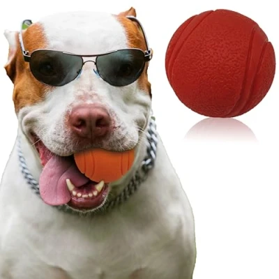 Image of Pet Touch 6cm Solid Core Rubber Ball HIGH BOUNCING Dog Toys Indestructible Virtually Tough Interactive Strong Balls for dogs (Medium(60mm), Red)