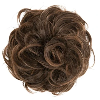 Image of CAISHA Large Hairpiece Scrunchy Instant Updo Curly Messy Bun Brown Mix G23E