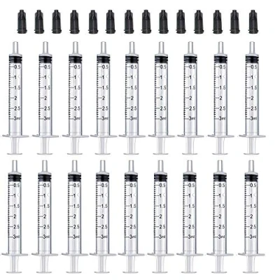 Image of Gufastoe Pack of 40 3 ml syringes, oil dosing syringes (without needles) with caps, for small pet feeding, industrial precision application