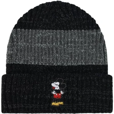 Image of Concept One Disney Mickey Mouse Cuffed Beanie Hat, Knitted Stocking Cap, Black/Grey, Size