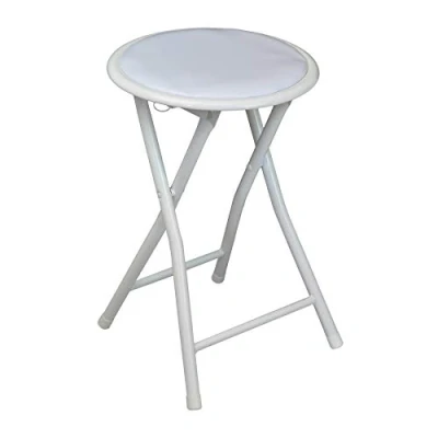Image of White Padded Folding Stool By Harbour Housewares