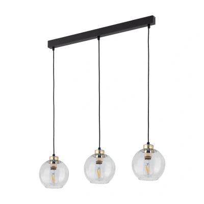 Image of TK Lighting Devi pendant light, transparent, 3 bulb, linear