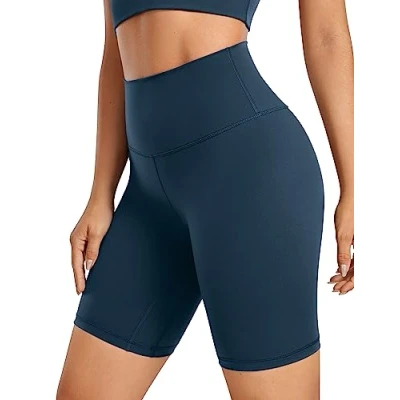 Image of CRZ Yoga Women&#039;s Naked Feeling 8&#039;&#039; Gym Shorts High Waisted Cycling Workout Running Spandex French Navy 16