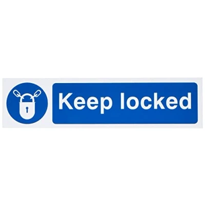 Image of Scan SCA5011 Self adhesive PVC sign Keep locked,White,200 x 50mm