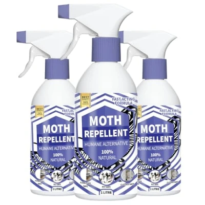 Image of Moth Repellent for Wardrobes 100% Natural Essential Oils Spray Lavender &amp; Cedarwood Non Toxic Clothes (1 Litre)