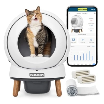 Image of PetSafe ScoopFree SmartSpin Self Cleaning Litter Box Advanced Odour Control App Controlled with Health Monitoring Works Any Up to 2 Weeks of Hands Free