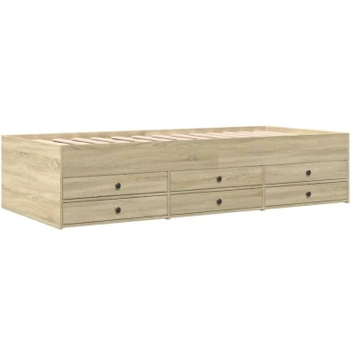 Image of vidaXL Daybed with Drawers without Mattress Sonoma Oak 90x190 cm Single