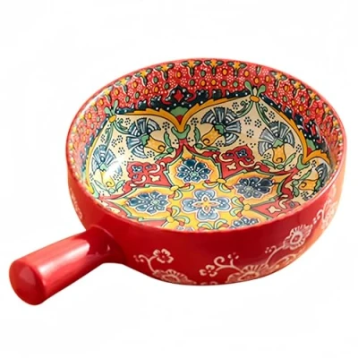 Image of Dowbom Soup Bowl With Handle, Ceramic Small Ramen Bowl, Microwave Oven Safe (B,21oz)