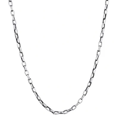 Image of Kuzzoi Exclusive Men&#039;s Necklace with Round Anchor Links (5 mm) Oxidised for Pendants, Solid Link Chain Man or Boyfriend, 925 Sterling Silver Blackened, Length 50 60 cm,