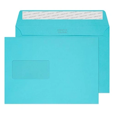 Image of Blake Creative Colour C5 162 x 229 mm 120 gsm Peel &amp; Seal Window Wallet Envelopes (309W) Cocktail Blue Pack of 500
