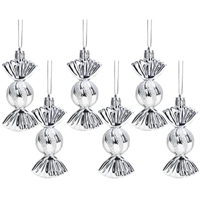 Image of Christmas Concepts® Pack of 690mm Sweet Shaped Baubles Shiny &amp; Glitter Decorated Tree Decorations (Silver)