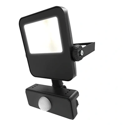 Image of 4lite Motion Sensor Floodlight (Black) 1150lm IP65 Rated Compact LED Integrated 10W Flood Light 4L2/1027 4Yr Guarantee