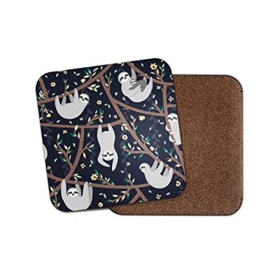 Image of 1 x Cute Sloths Coaster Baby Sloth Mum Lazy Kids Funny Animals Pets #15976