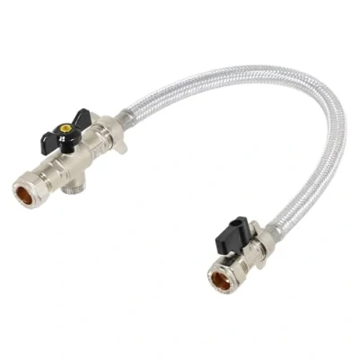 Image of SPARES2GO Combi Boiler Filling Loop Straight Part L Compliant Central Heating Lever Check Valve (15mm x 15mm)