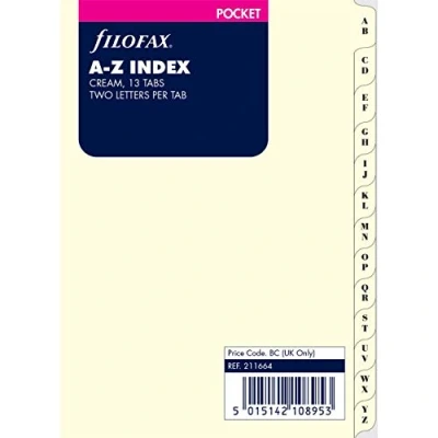 Image of Pocket A Z index cream 2 letters per tab