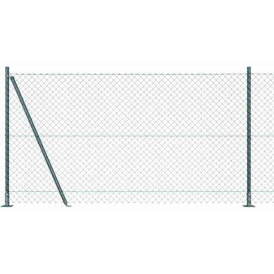 Image of vidaXL Chain Link Fence with 7 Flanged Posts 1.2x10 m Galvanised Steel