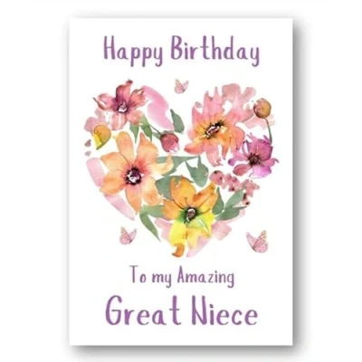 Image of Second Ave Great Niece Flower Heart Cute Happy Birthday Card Greetings For Her