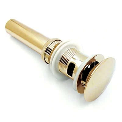 Image of Xcel Home Gold Dome Shaped Slotted Click Clack Basin Waste with Detachable Tube Replacement Brass Pop Up Mushroom Bathroom Sink Plug Standard G 1 1/4&quot; BSP connection pc