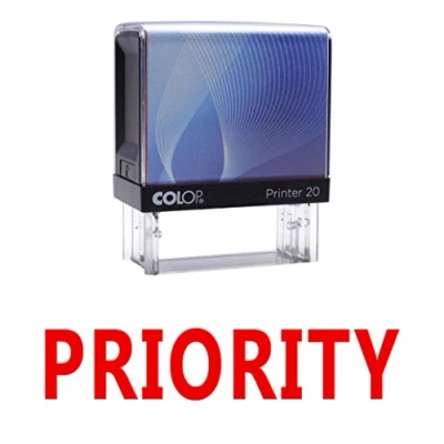 Image of Priority Self Inking Rubber Stamp Custom Colop Office Stationary P20 Mini Stamper