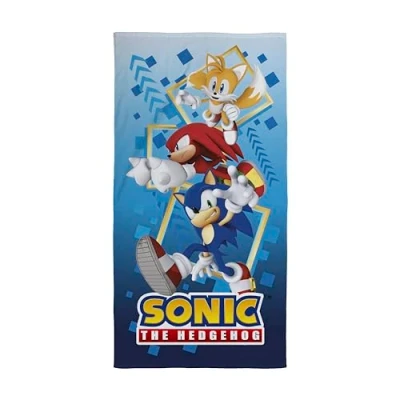 Image of Character World Official Sonic The Hedgehog Kids Towel Super Soft Feel, Bounce Design Perfect Home, Bath, Beach &amp; Swimming Pool One Size 70cm x 140cm 100% Cotton