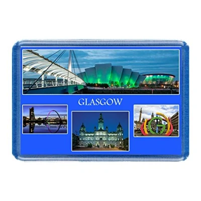 Image of Glasgow Postcard Style Design 7cm x 4.5cm Novelty Tourism Fridge Magnet.