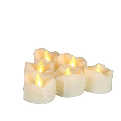Image of 6 PCS Flameless Dripping Wax LED Candles Battery Operated with Timer / Hours On and 18 Off Per Cycle, Tea Light for Halloween Pumpkin Christmas Decorations