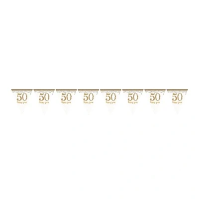 Image of (PKT) Adult 1 Sparkling Golden 50th Anniversary Pennant Bunting 4m