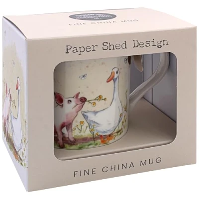 Image of The Leonardo Collection Paper Shed Design Pig &amp; Duck Mug for Home Kitchen Stylish Ceramic Mugs Tea Coffee Lovely Cup Set Mens Gifts Birthday Women
