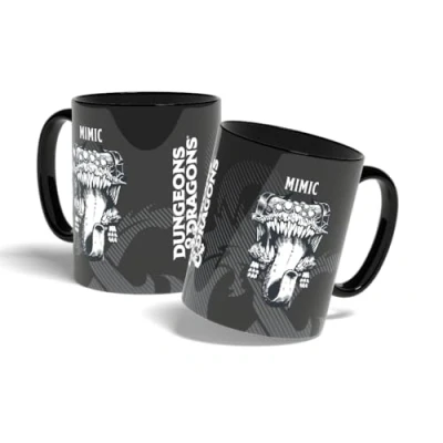 Image of Konix Dungeons &amp; Dragons 320 ml Mimic Ceramic Mug, Black and White