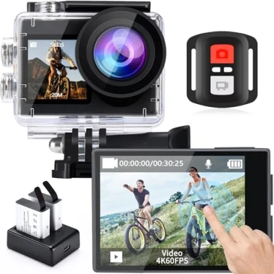 Image of icefox Action Camera 4K Underwater External Microphone Waterproof 40M Ultra HD 20MP 170 Wide Angle WiFi Camcorder Stabilisation with Dual 1350 mAh Battery