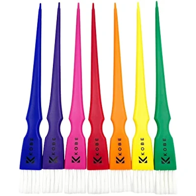 Image of Kobe Professional Rainbow 7 piece hair Dye/Tint Brushes Small Colorful Tint Brush Set